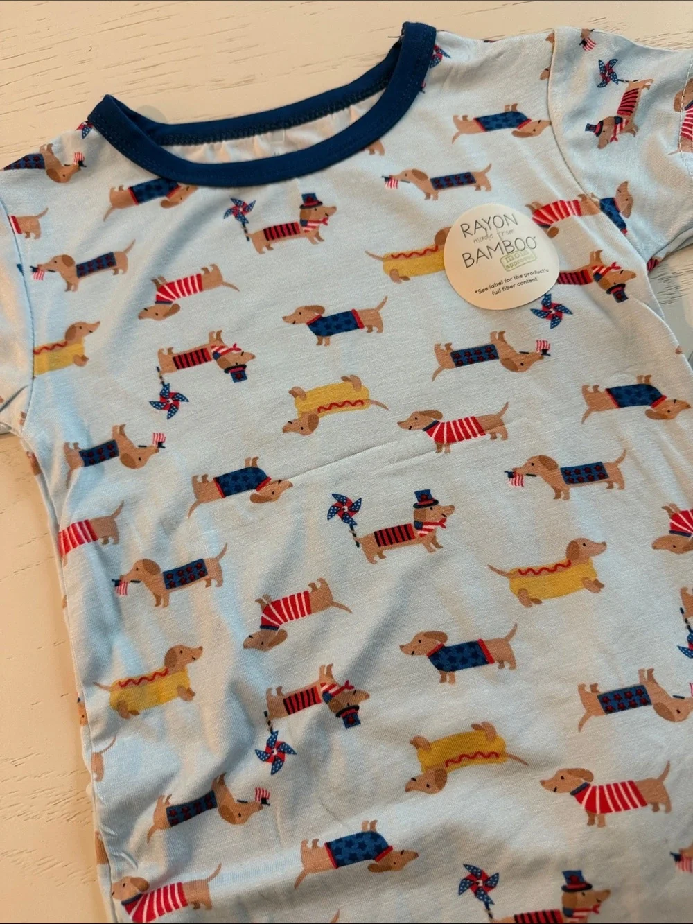 Milkberry Bamboo Dog Dachshund Americana 4th Short Pajama Set 3T
